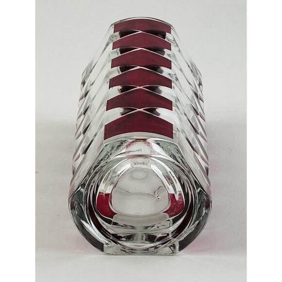 Vtg MCM Triangle Art Glass Vase Windsor Rubis Cranberry Faceted JG Durand France - Picture 7 of 9